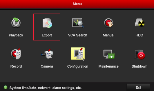Hikvision DVR export functionality