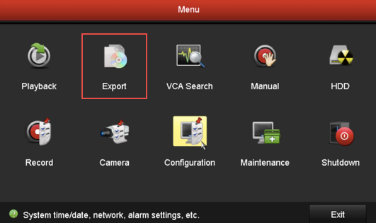 Hikvision DVR export functionality